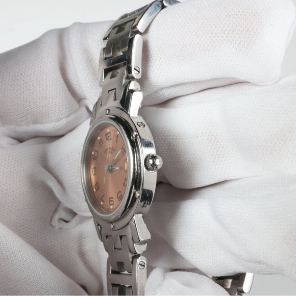 Hermes Clipper CL4.210 Quartz Pink Gold Dial Watch Wristwatch - Picture 2 of 10